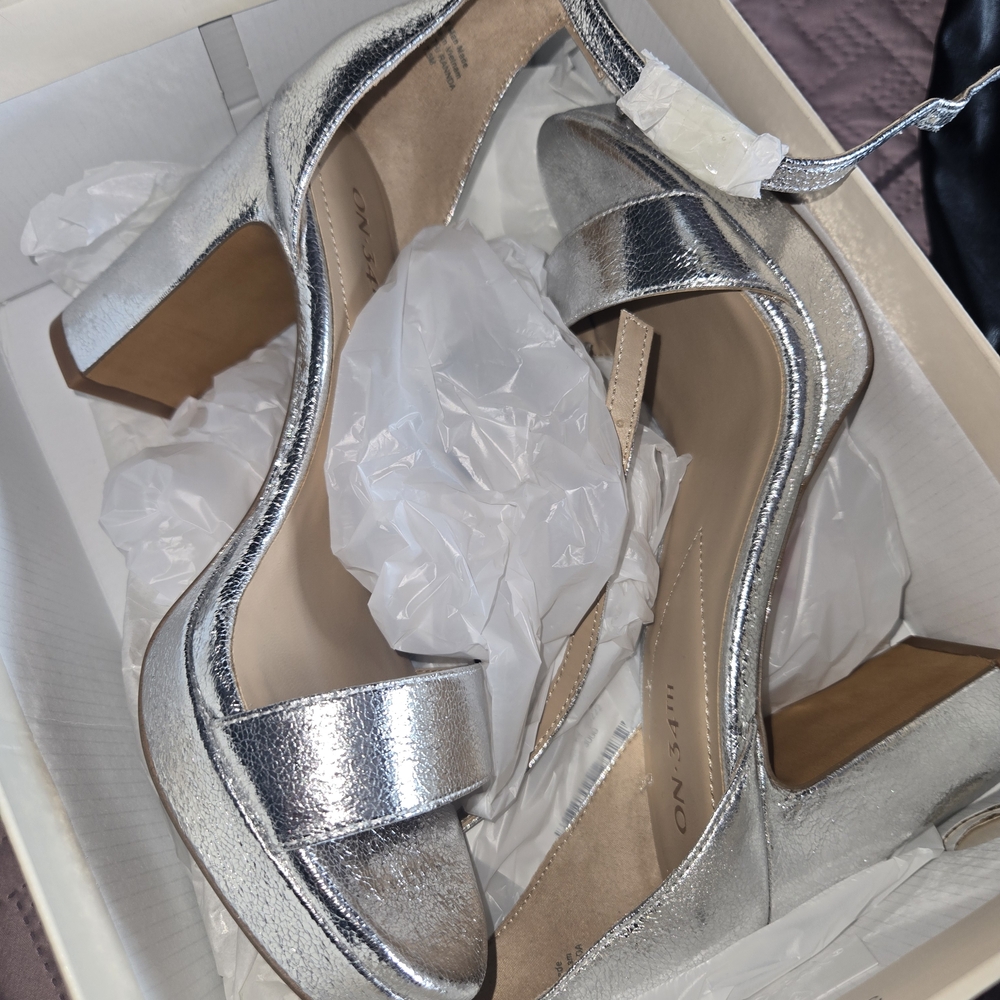 Nine West Metallic Silver Heels
